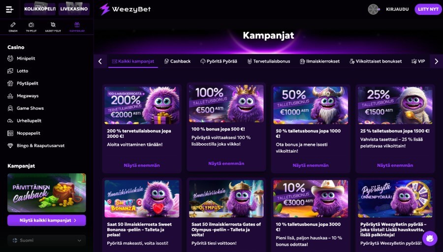 WeezyBet kampanja -sivusto