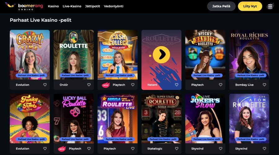 Boomerang Casino livekasino