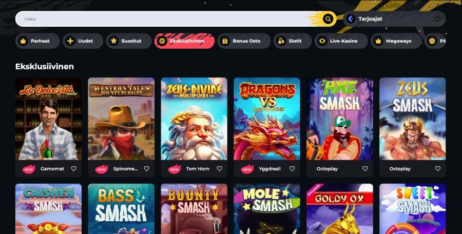 Boomerang Casino eksklusiiviset pelit