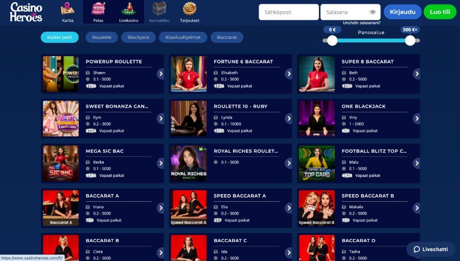 Casino Heroes livepelit