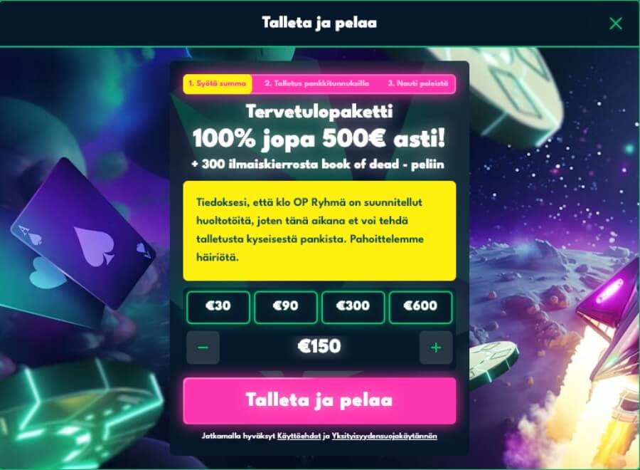 Raketti rekisteröityminen