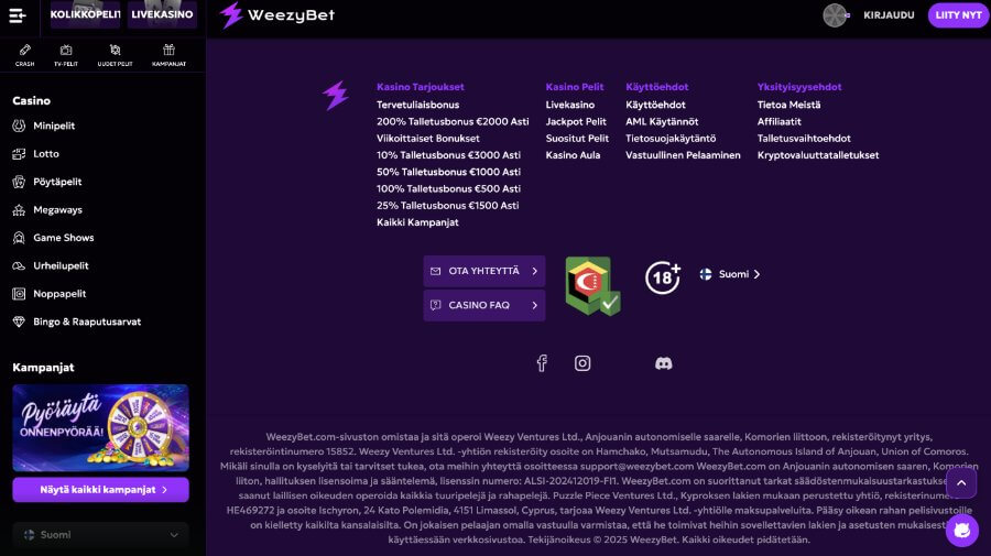 WeezyBet lisenssi