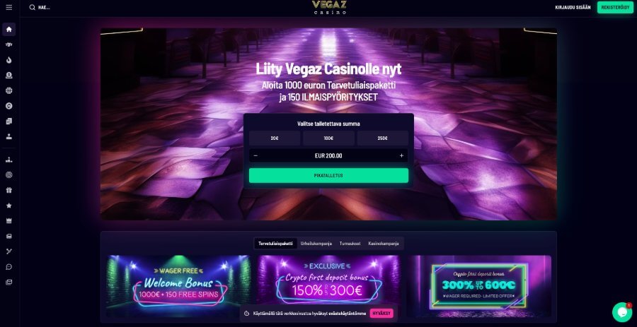 Vegaz Casino etusivu
