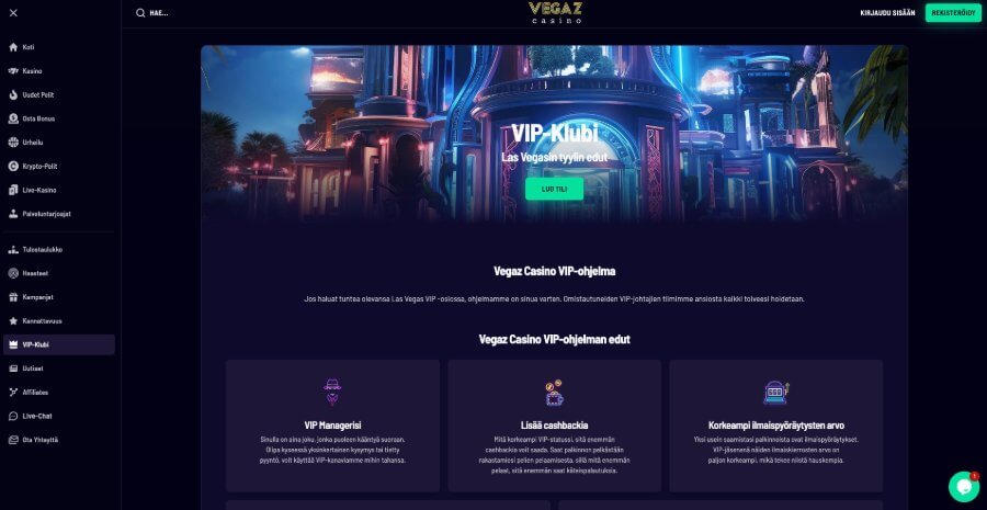 Vegaz Casino VIP-ohjelma