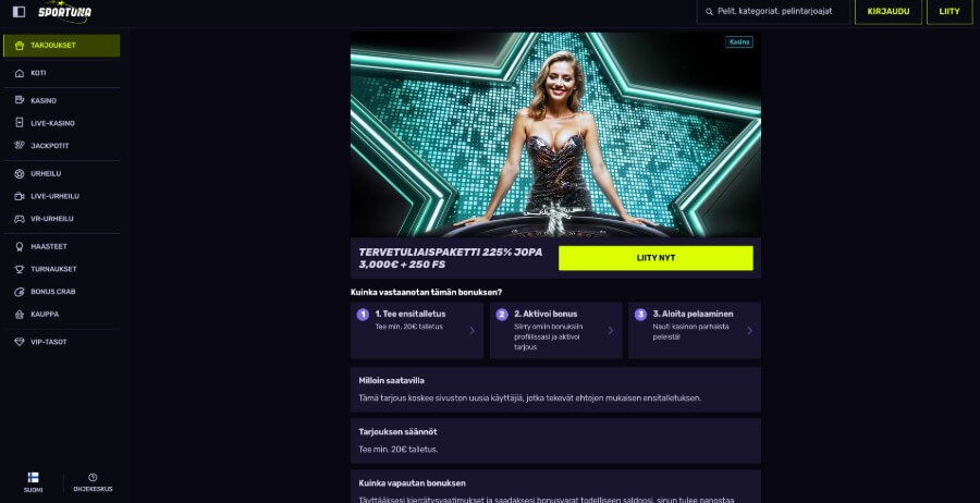 Sportuna uuden pelaajan bonus