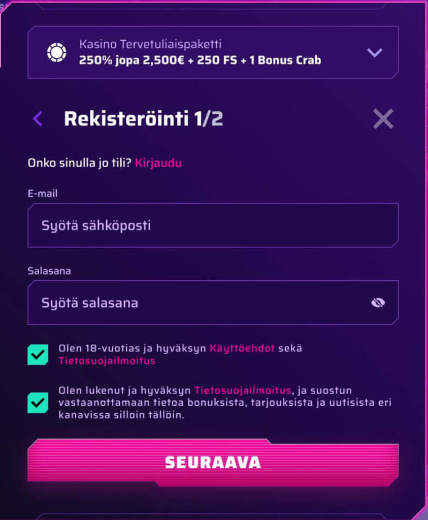 Roby Casino rekisteröinti