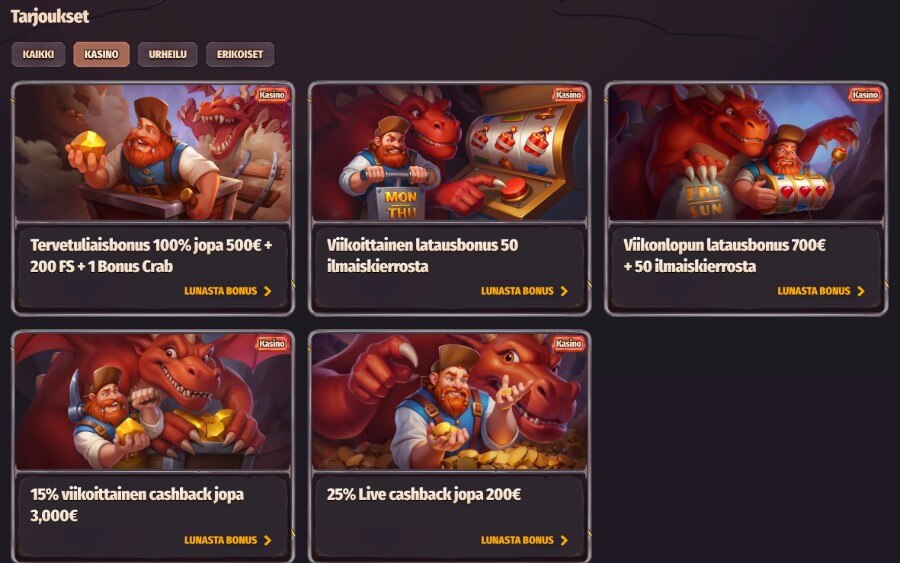 Dragonia viikottaiset tarjoukset
