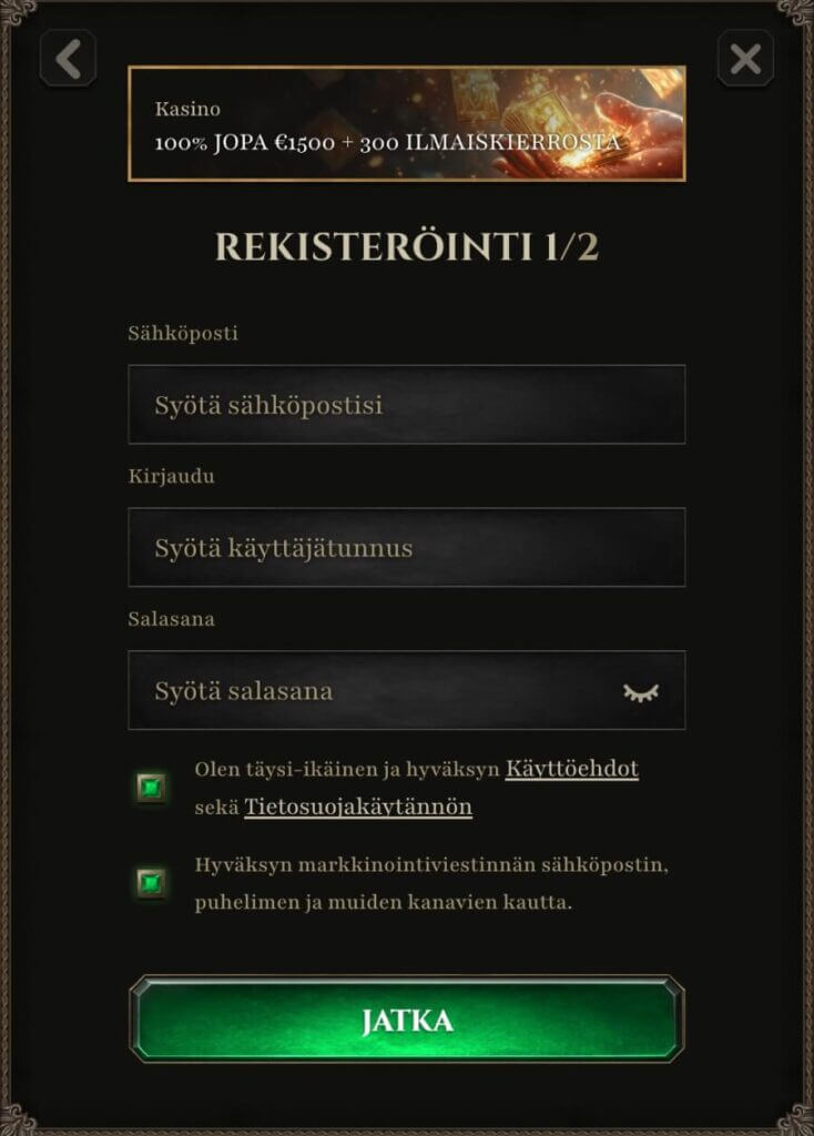 Kyngs rekisteröityminen
