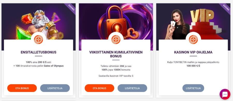 Tonybetin bonuskattaus