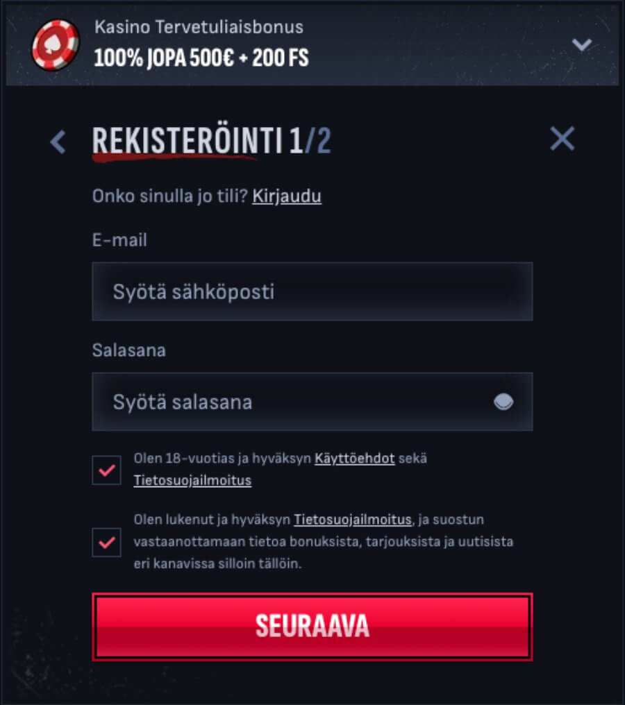 Mafia Casino rekisteröinti
