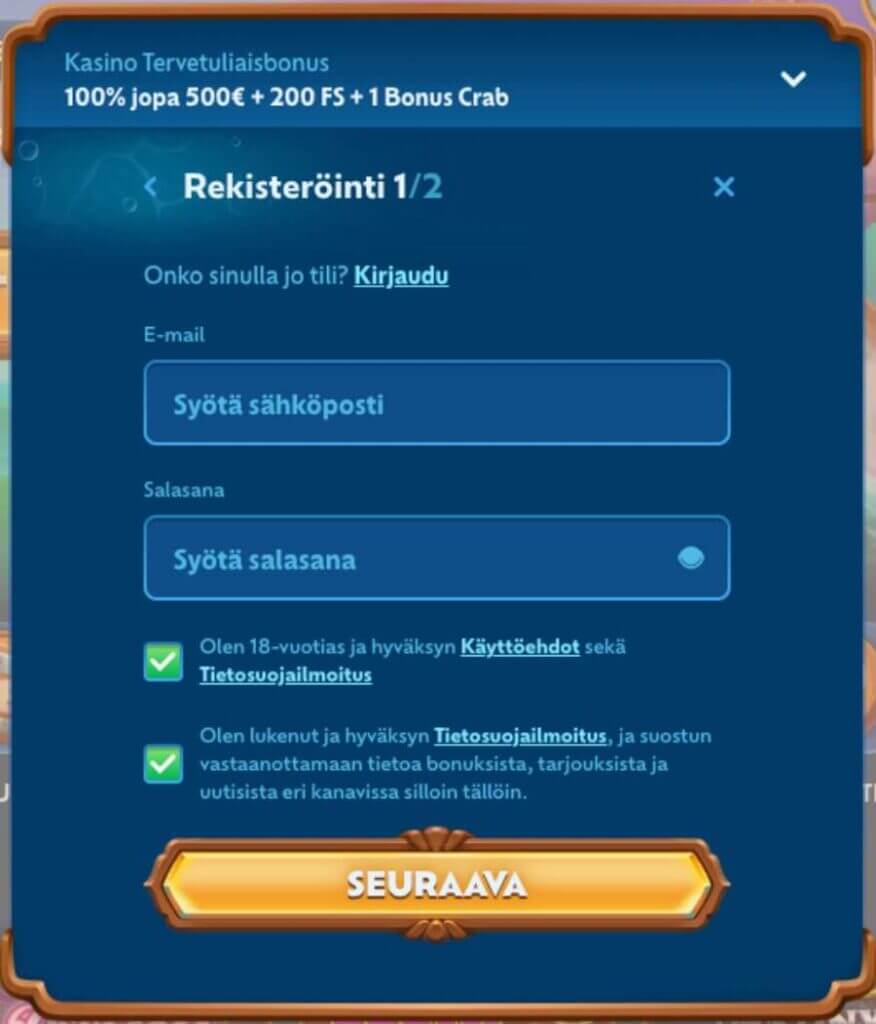 Winbay rekisteröityminen