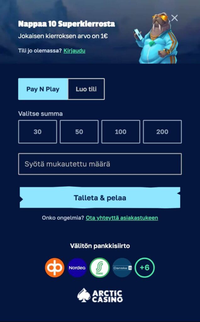 Arctic Casino rekisteröityminen