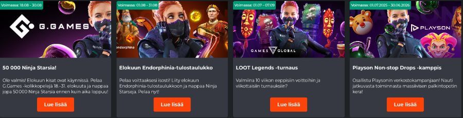 Ninja Casino bonukset