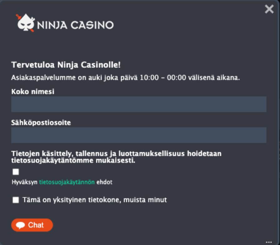 Ninja Casinon asiakaspalvelu