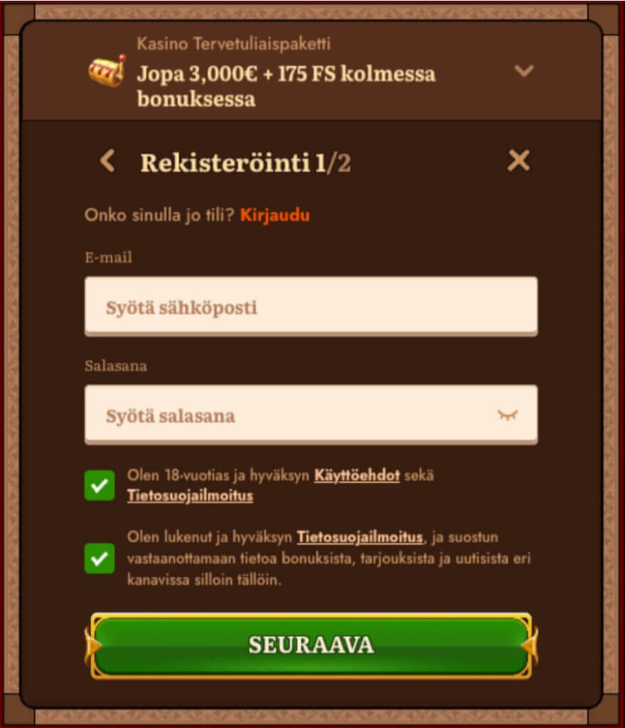 Wild Robin rekisteröityminen