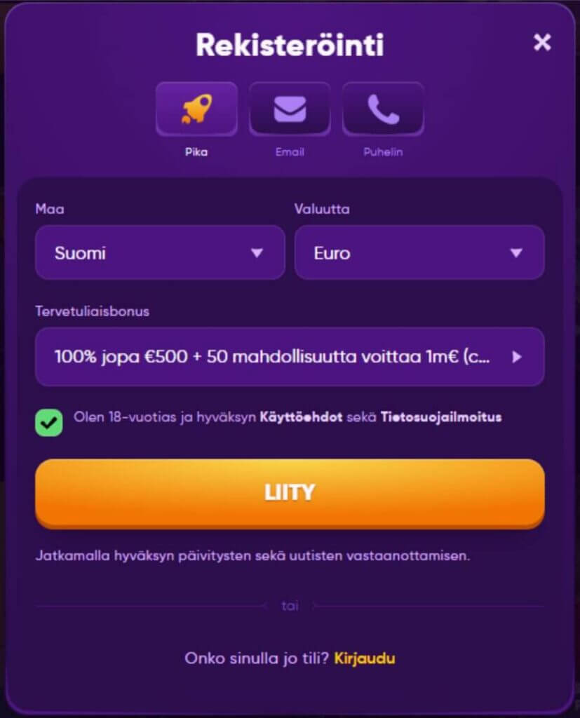 Pikarekisterรถityminen Kingmakerillรค