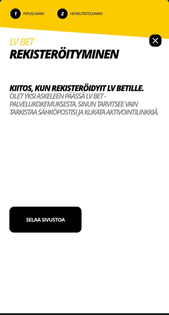 LV Bet rekisteröityminen valmis