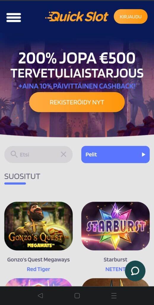 Quick Slot mobiilikasinon etusivu