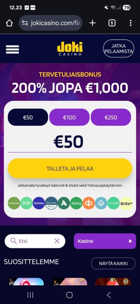 JokiCasino mobiili