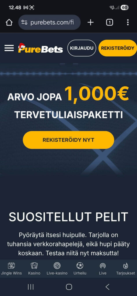 PureBets mobiili
