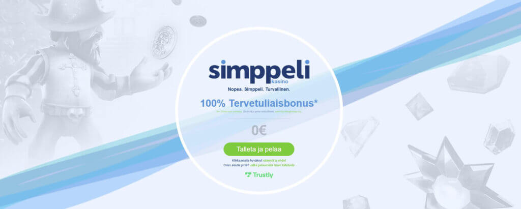 Simppelillä talleta ja pelaa sekä nappaa tervetuliaisbonus 100 % 500 € saakka