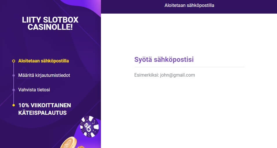 Slotboxille kirjautuminen