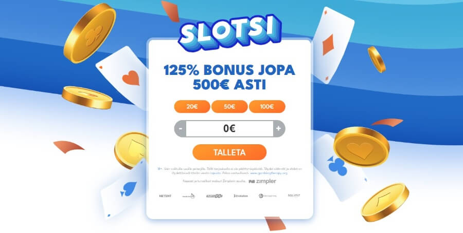 Slotsi tervetuliaisbonus 125% 500 € asti