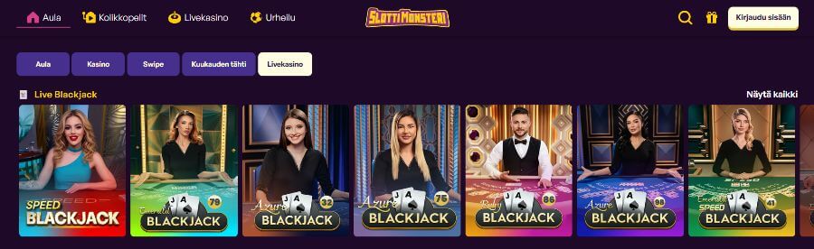 Slottimonsteri livekasino SuomiCasino.com