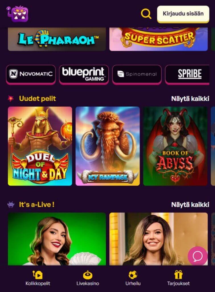 Slottimonsteri mobiili SuomiCasino.com