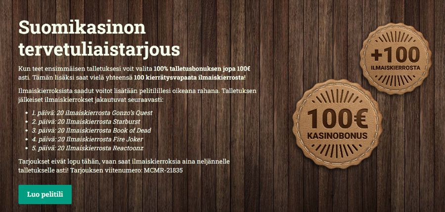 Suomikasino tervetulobonus SuomiCasinoCom