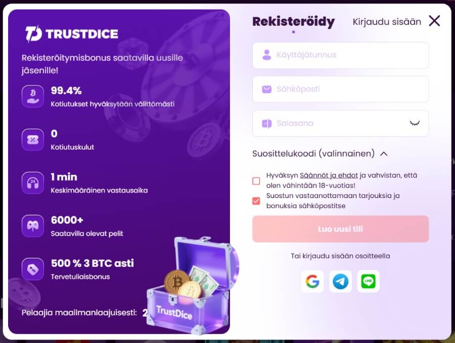 Trustdice prosessi SuomiCasinoCom