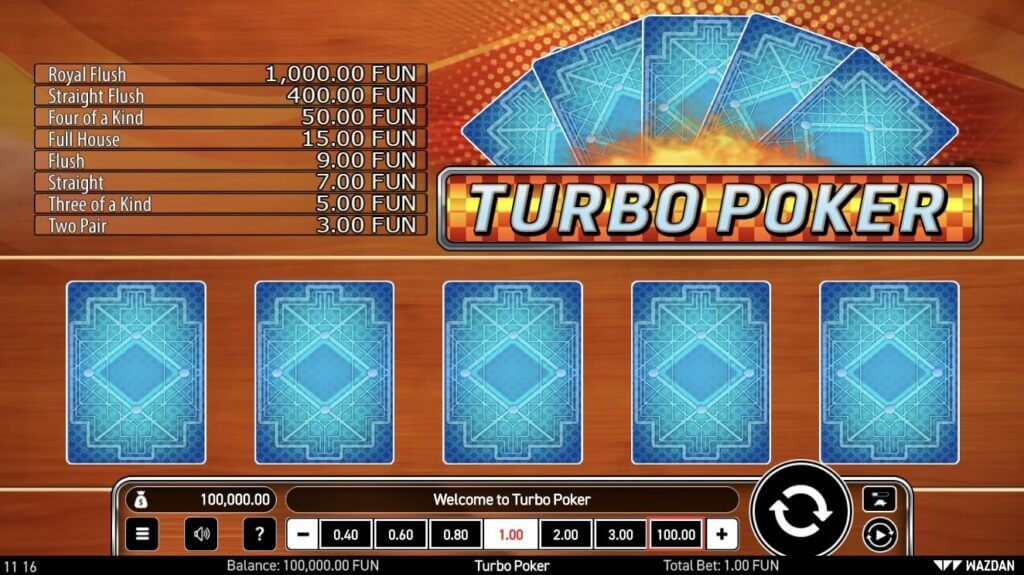 Turbo poker pelipöytä