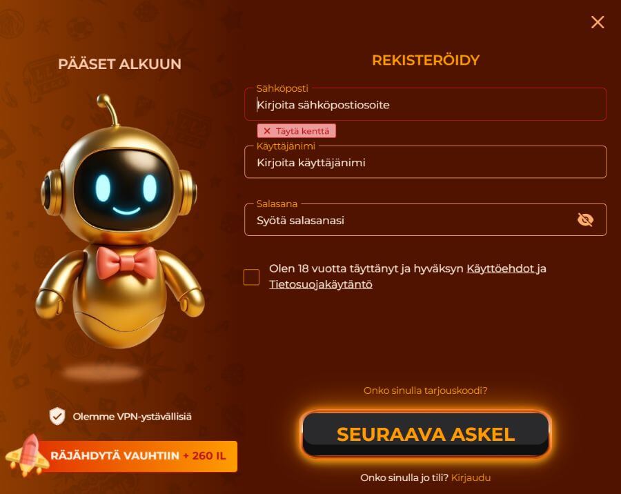 Vegazone prosessi SuomiCasinoCom