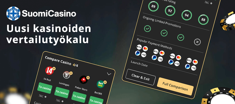 Uusi kasinoiden vertailutyökalu Suomicasinolla