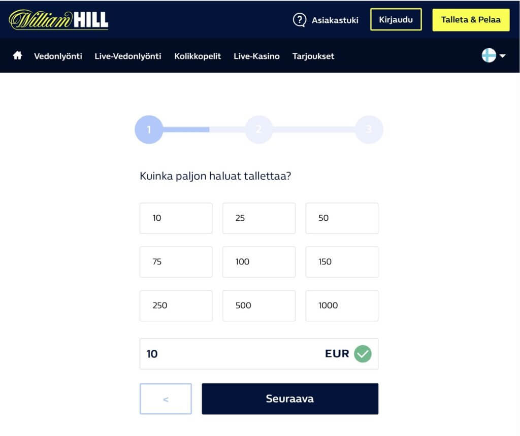 WilliamHill Talletus