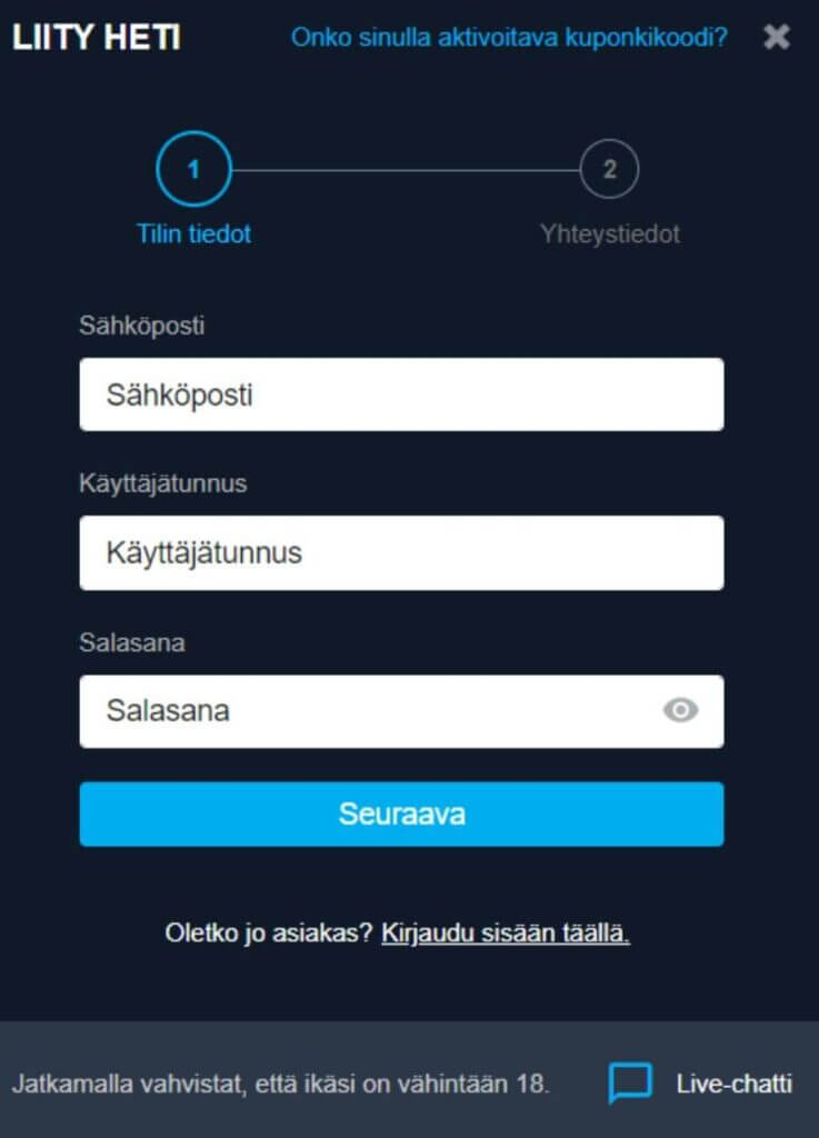 Näin avaat Betglobal pelitilin