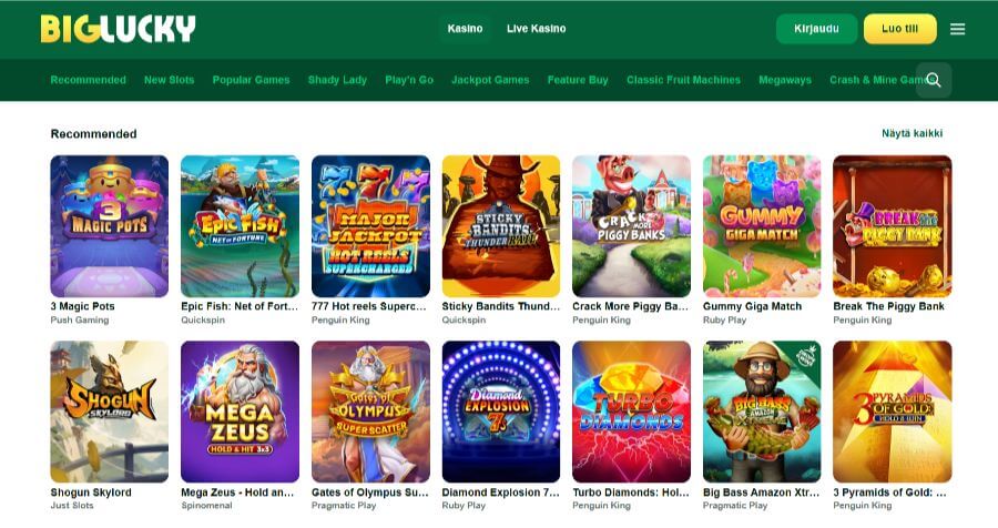 biglucky etusivu suomicasinocom