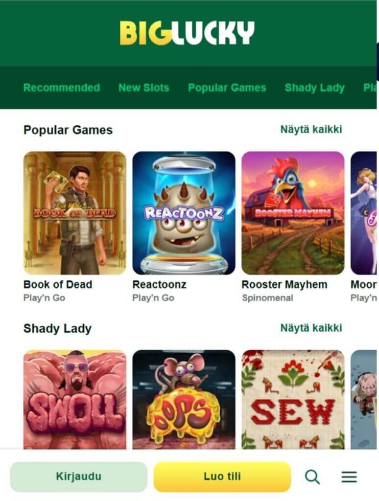 biglucky mobiili suomicasinocom