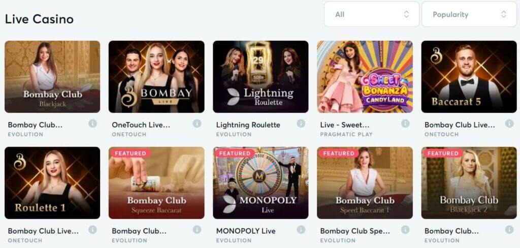 Bitcasino live-Kasino