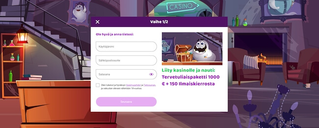 Rekisteröityminen Boo Casinolle 