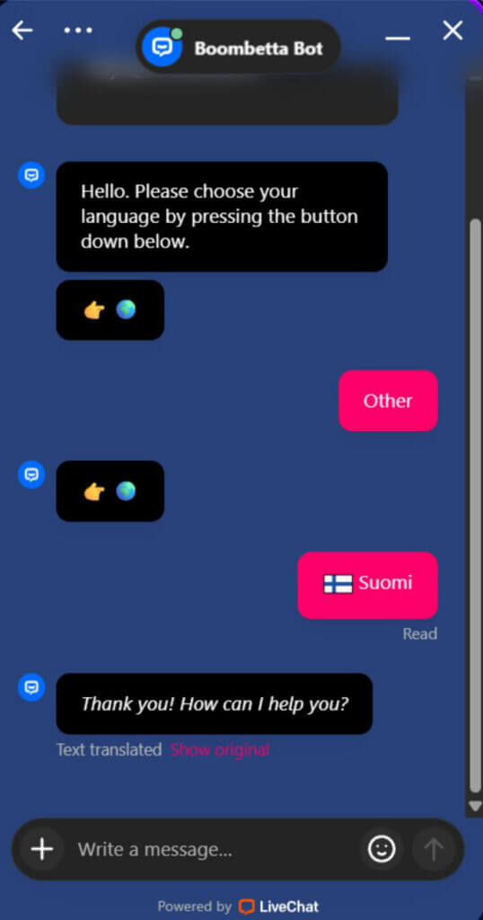 boomerangbet asiakaspalvelu SuomiCasinoCom