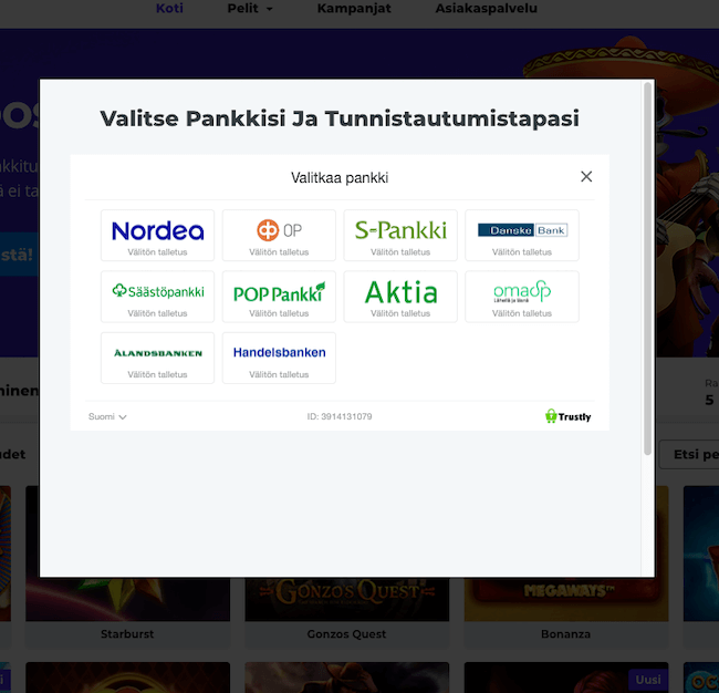 Valitse pankki 