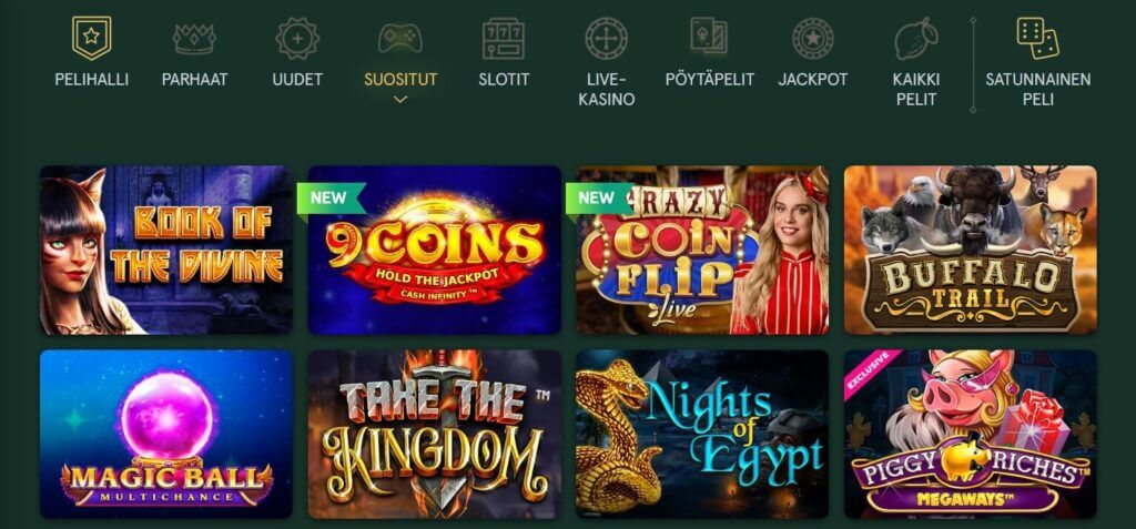 Casinia suosituimmat pelit
