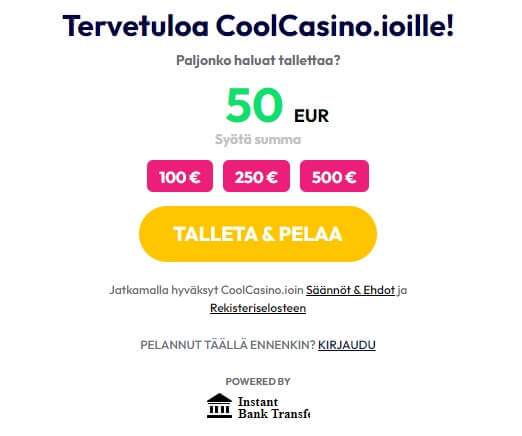 Cool Casino.io tervetuloa tili