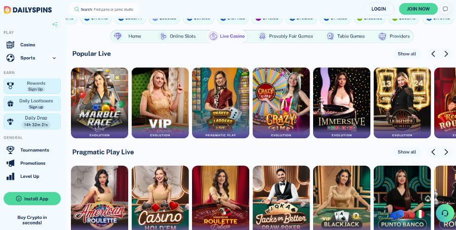 daily spins livekasino SuomiCasinoCom