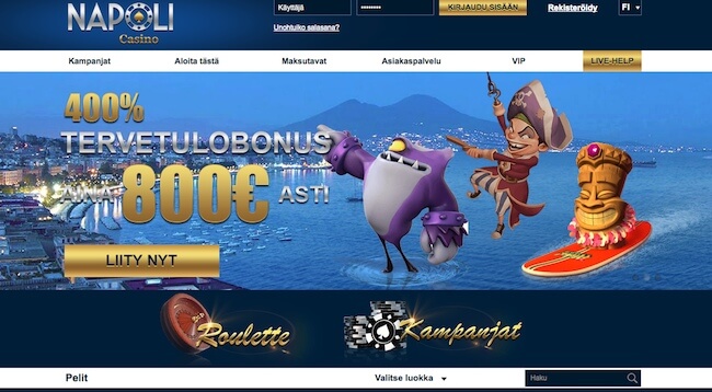 Casino Napoli tarjoaa helppokäyttöisen pelisivuston Casino Napoli helppokäyttöinen pelisivu