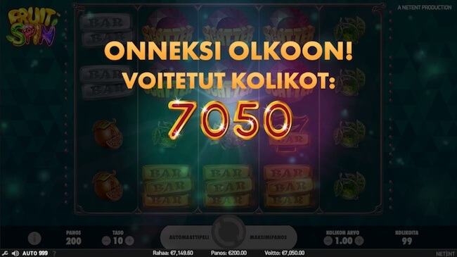 Mega voitto Fruit Spin pelistä!