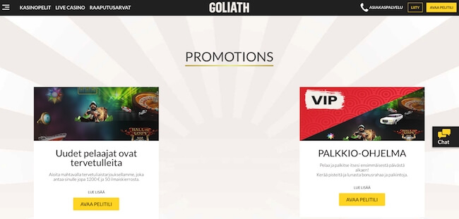 Goliath kasino tarjoukset Erikoistarjouksia kasinolla!