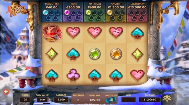 Jackpot Raider erikoistoimintoja