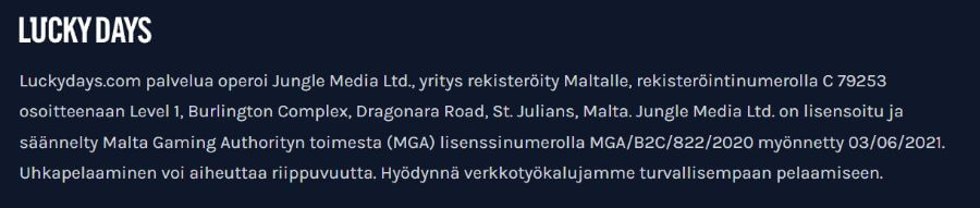 lucky days lisenssi SuomiCasinoCom